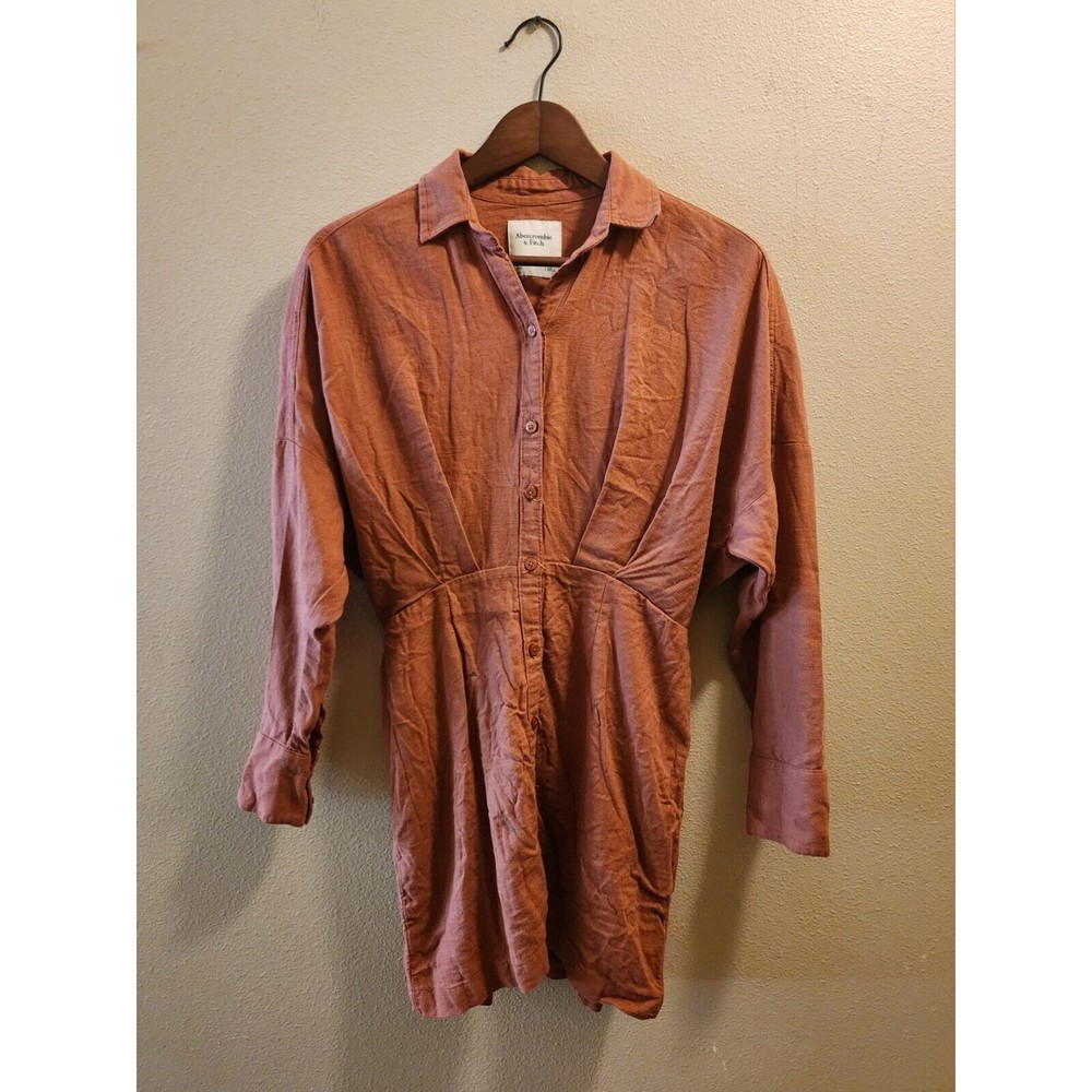 Abercrombie & Fitch Rust Colored Button Front Lin… - image 1